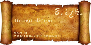 Birinyi Áron névjegykártya