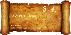 Birinyi Áron névjegykártya